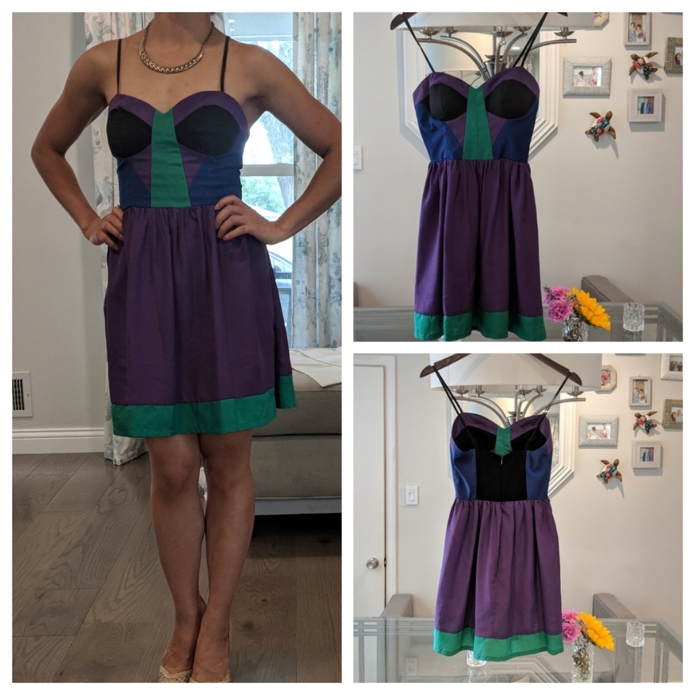 Gianni Bini Color Block Sweetheart Neckline Dress